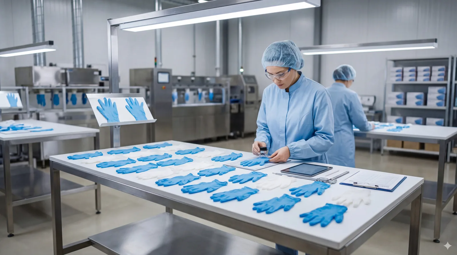 Quality control inspection for glove production
